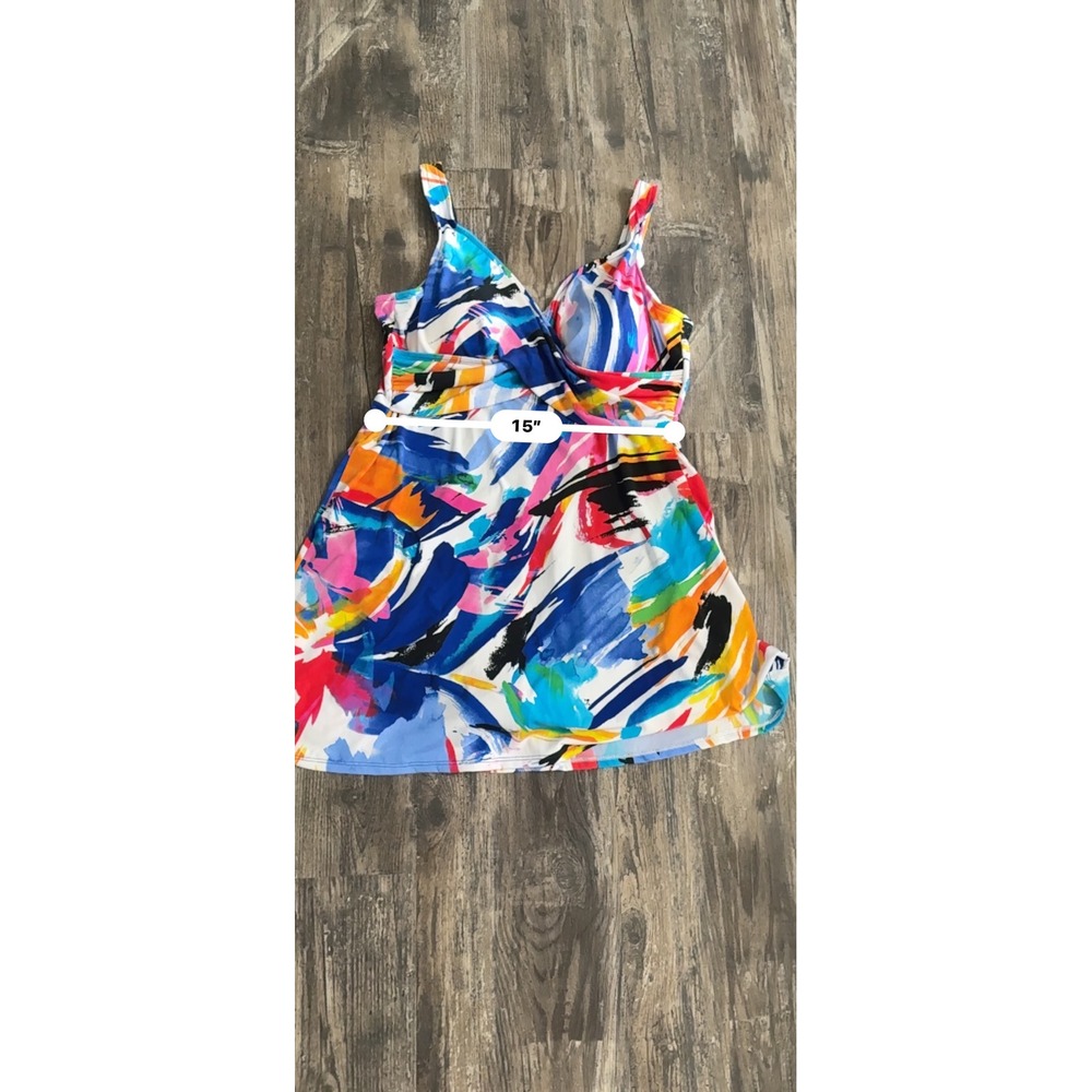 Suddenly Slim by Catalina Women Multicolor Modest Vacation Swim Dress XL 16-18 - Picture 7 of 9